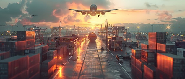 繁忙的航空货运站