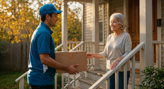 快递员交付包裹